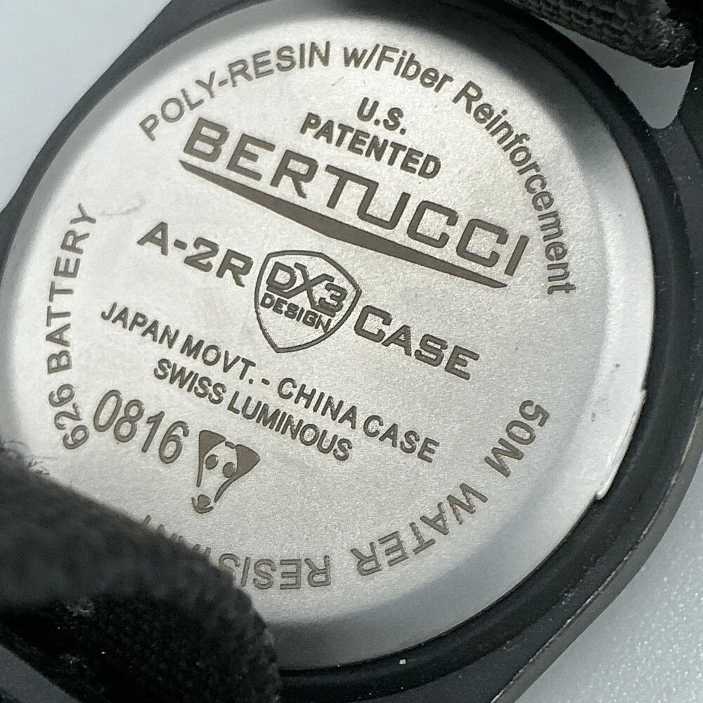 Bertucci A-2R DX3 Mens Watch 40mm Black Dial Nylon Strap 50M Field New Battery